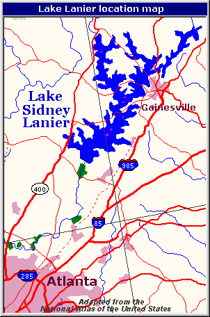 Map: Lake Sidney Lanier, Georgia